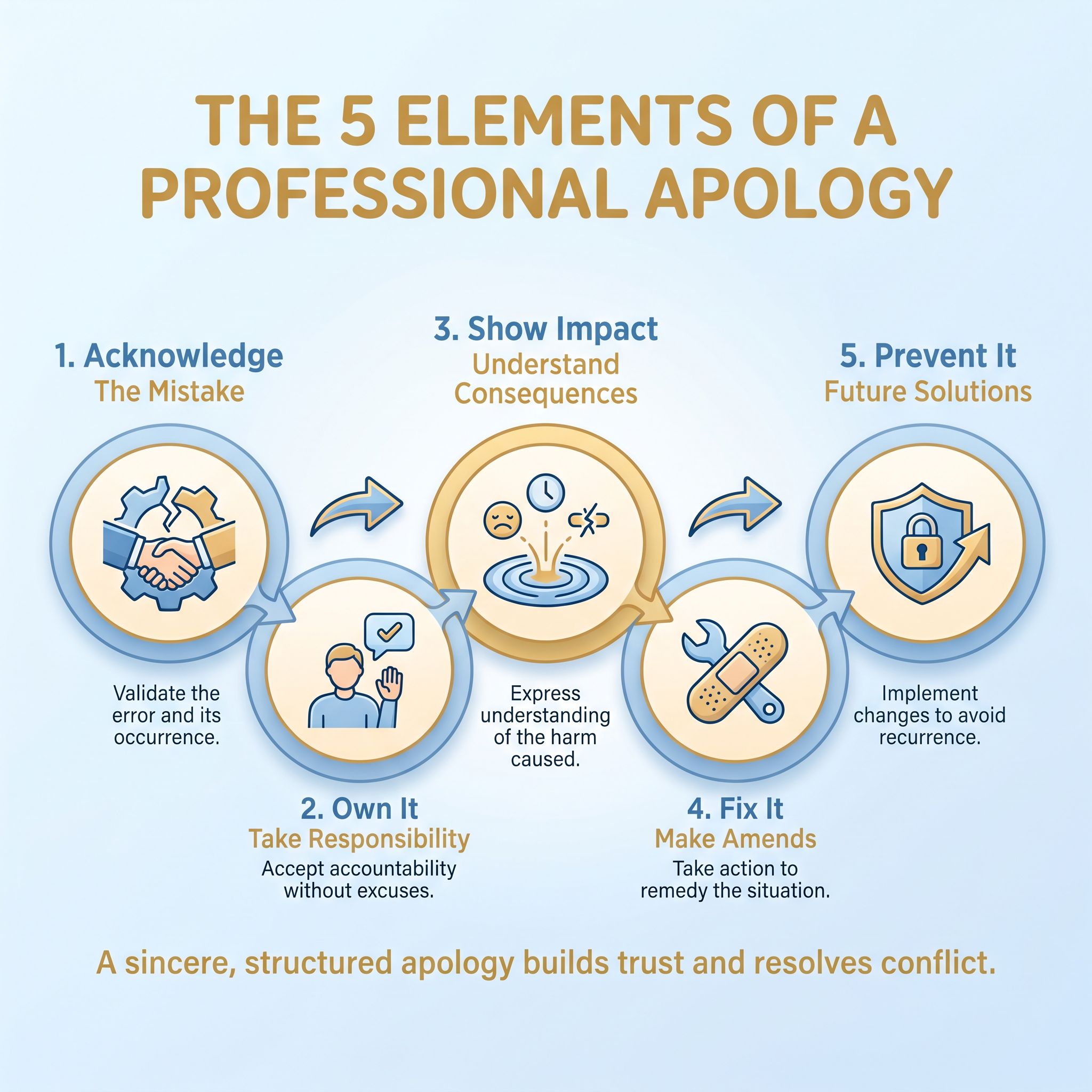 The five building blocks of a professional apology that actually works.