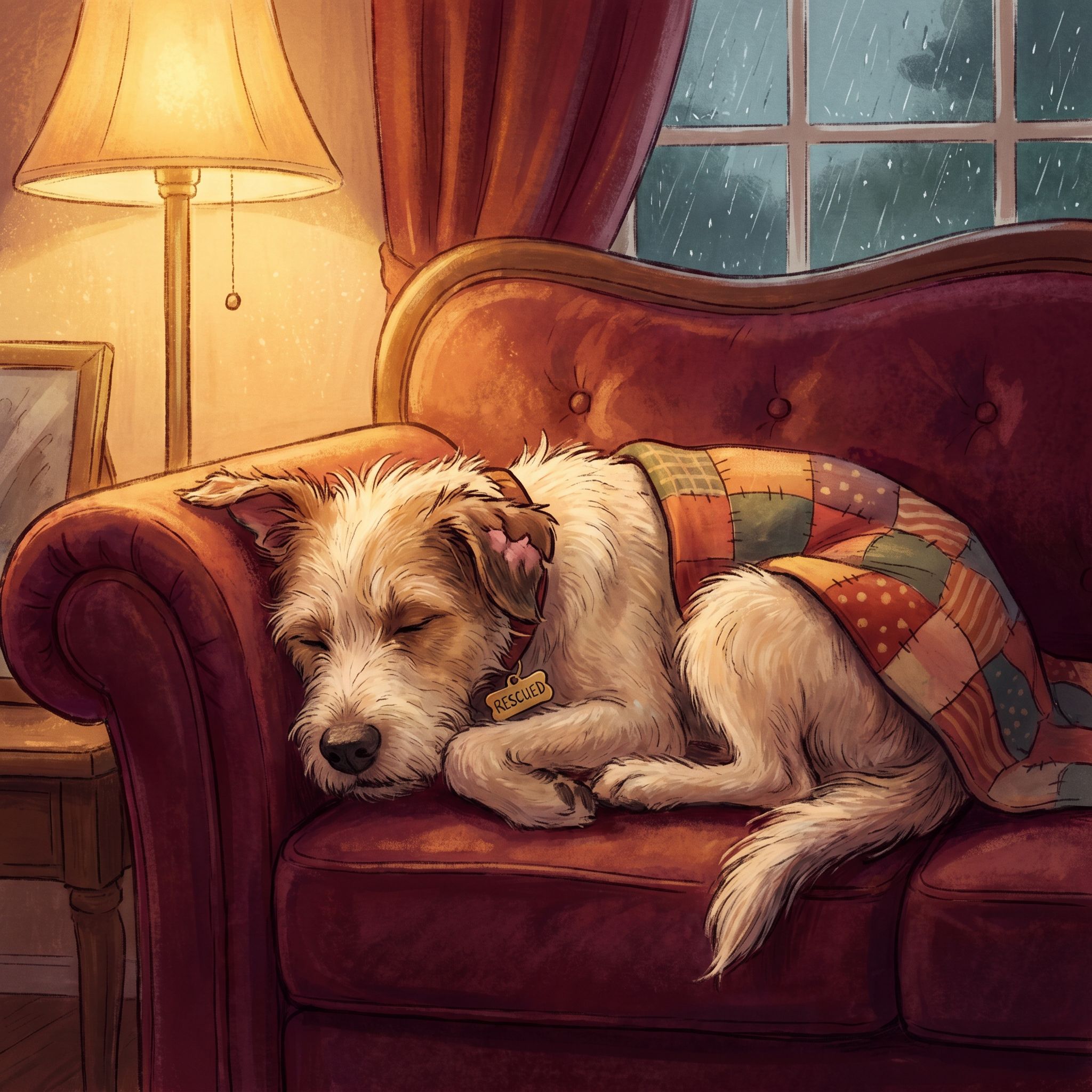 From shelter kennel to the best spot on the couch.