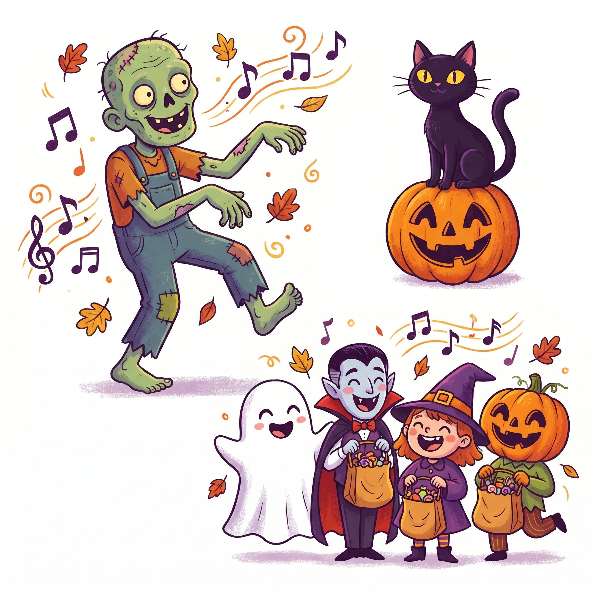 Zombies, black cats, trick-or-treaters: every Halloween vibe gets its own song.