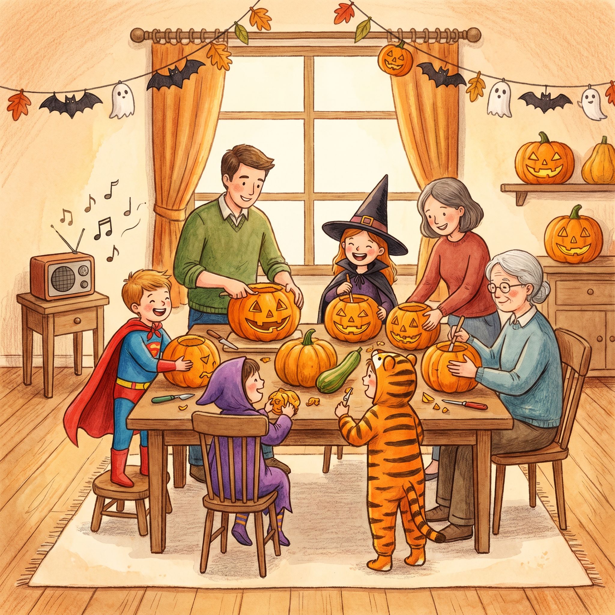 Pumpkin carving is better with a soundtrack