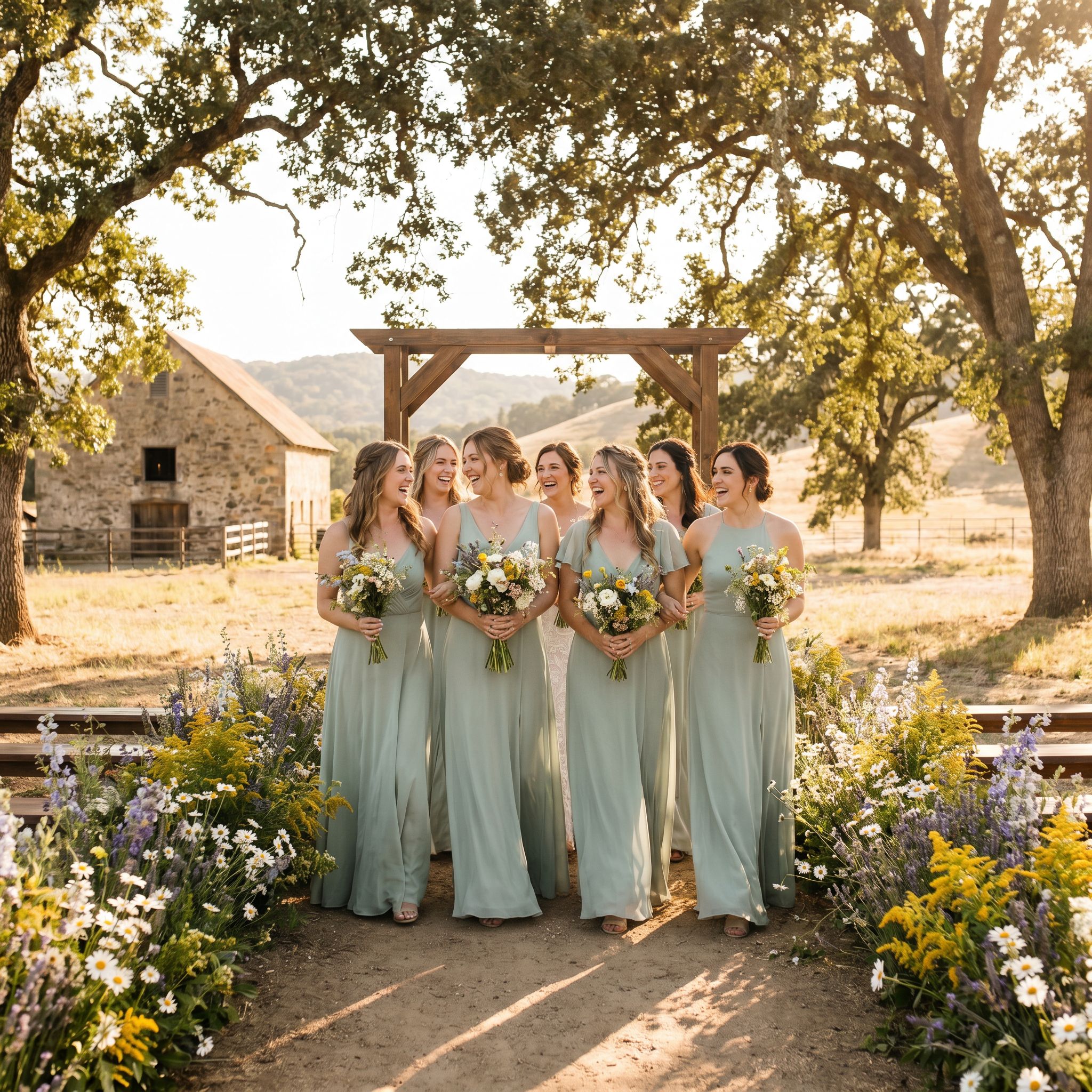 Country bridal party entrance songs set the mood before the big reveal.
